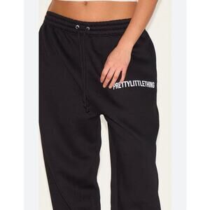 PRETTYLITTLETHING PLUS DEEP BLACK HIGH WAISTED CUFFED SWEATPANTS SzL